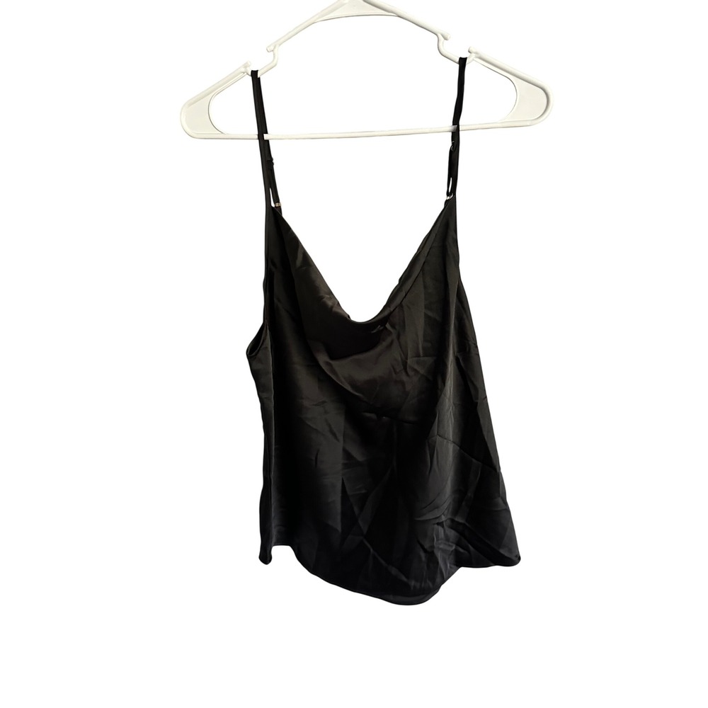 Cupshe Black Satin Cowl Neck Camisole Top Adjustable Straps XL